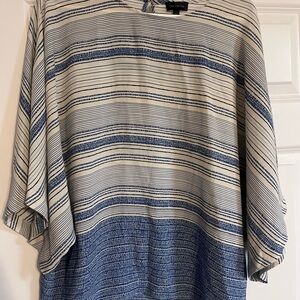 The Limited - Blue striped dolman short sleeve textured top, L